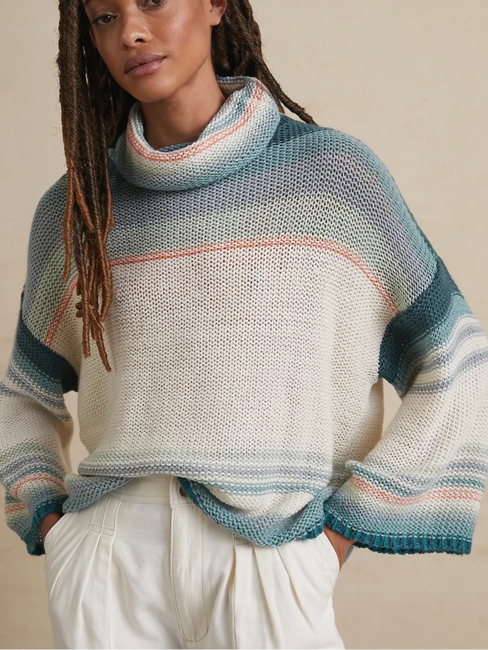 Anthropologie Courtney Ombre Cowl Neck Sweater Size Small Wool Alpaca Blend